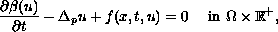 $$
\frac{\partial\beta(u)} {\partial t}-\Delta_p u + f(x,t,u )= 0
\quad \hbox{ in } \Omega\times\mathbb{R}^+,
$$