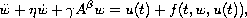 $$
\ddot{w}+ \eta \dot{w} + \gamma A^{\beta} w = u(t) + f(t,w,u(t)),
$$