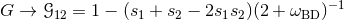 G → 𝒢12 = 1 − (s1 + s2 − 2s1s2)(2 + ωBD )−1