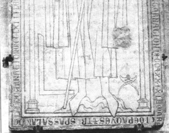 Architects' instruments on tomb slab