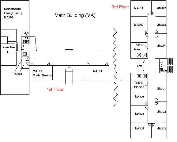 MA141, MA144; Math Building/first floor; MA309, MA311; third floor